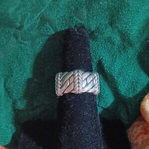 JAI Sterling Silver Basketweave wide "cigar band" sz7  ring